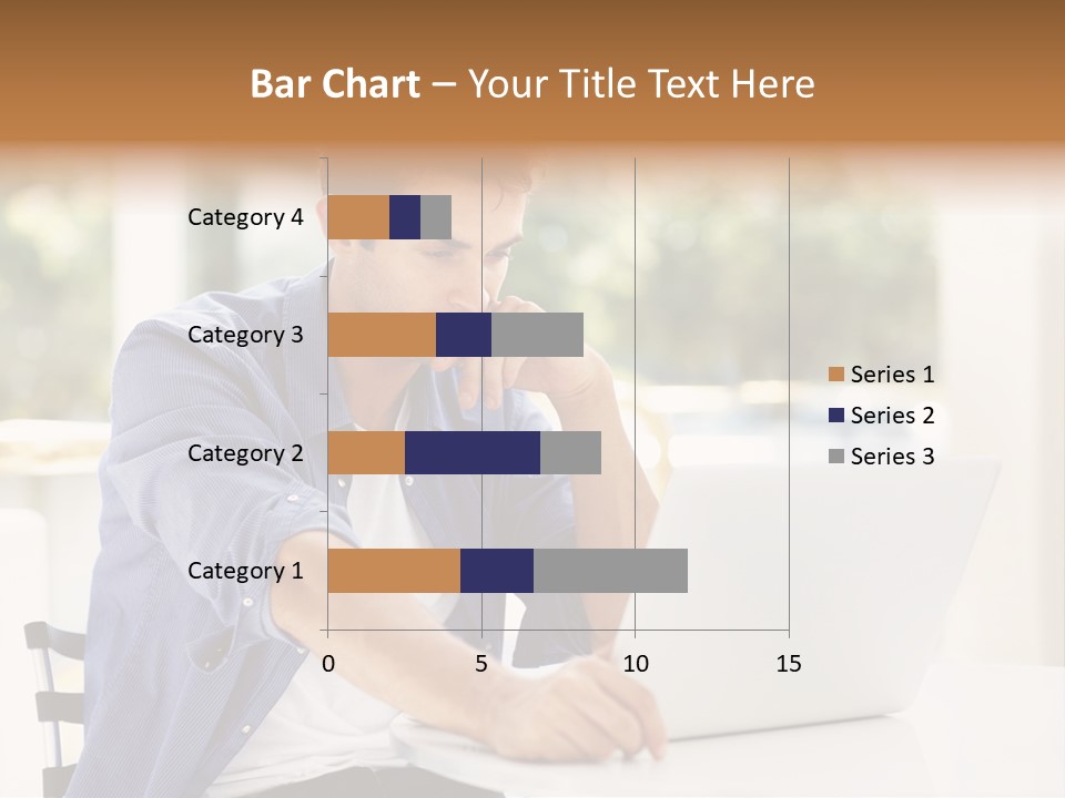 A Man Sitting In Front Of A Laptop Computer PowerPoint Template