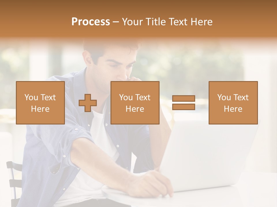 A Man Sitting In Front Of A Laptop Computer PowerPoint Template