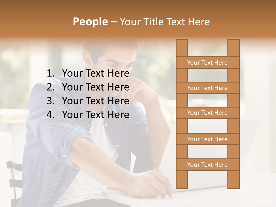 A Man Sitting In Front Of A Laptop Computer PowerPoint Template