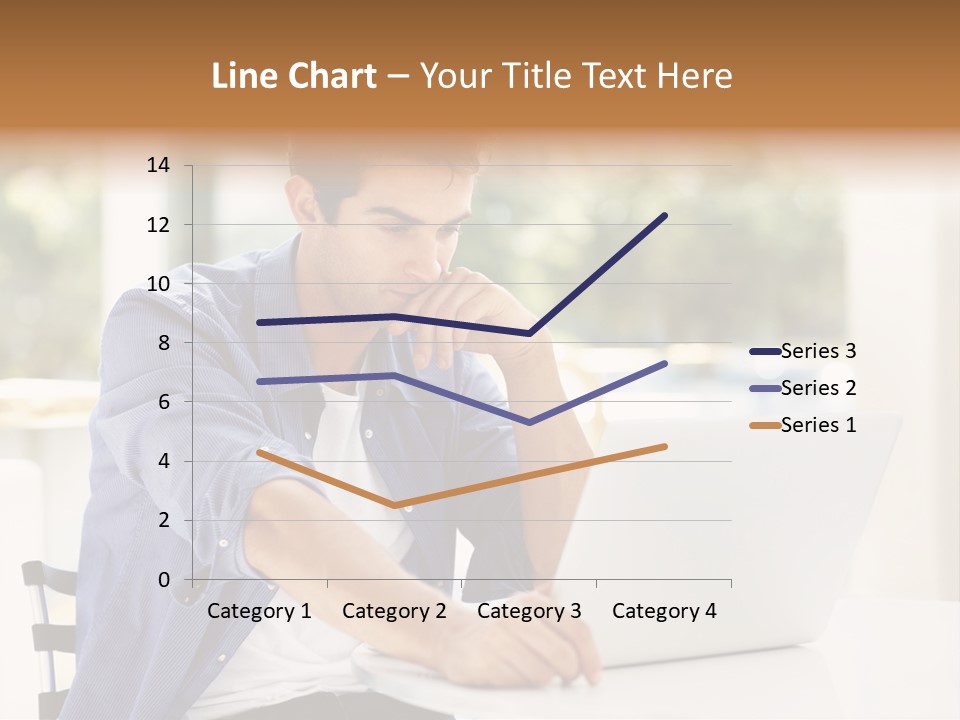 A Man Sitting In Front Of A Laptop Computer PowerPoint Template