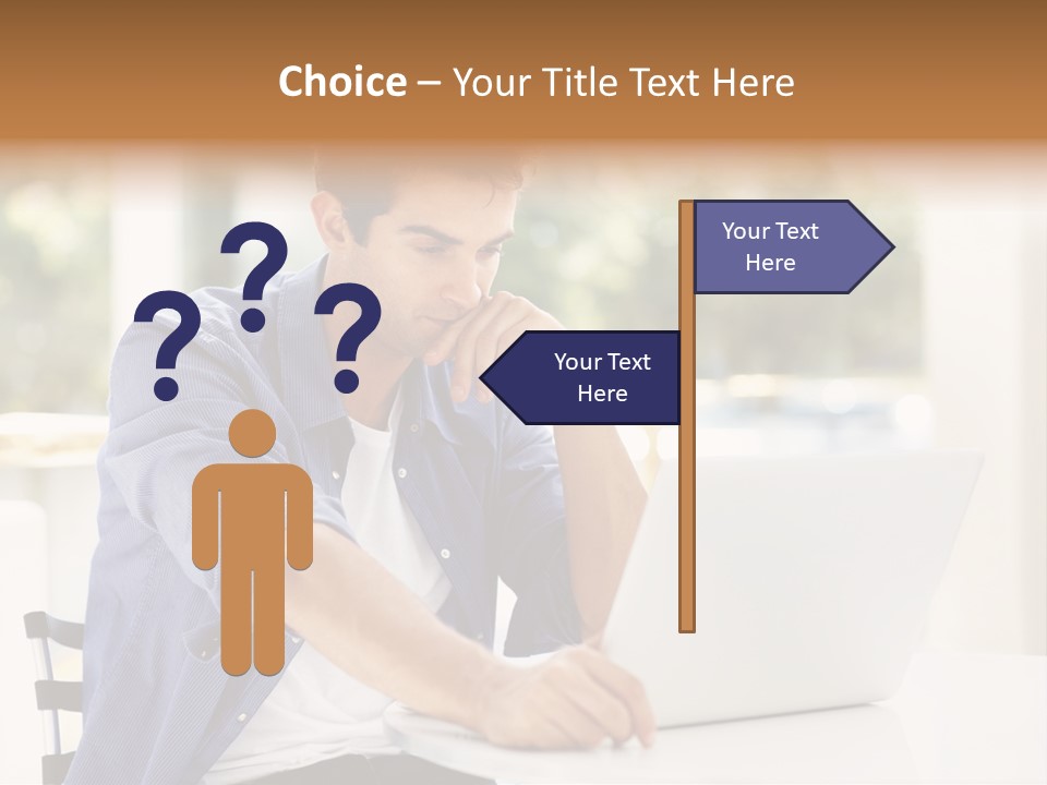 A Man Sitting In Front Of A Laptop Computer PowerPoint Template