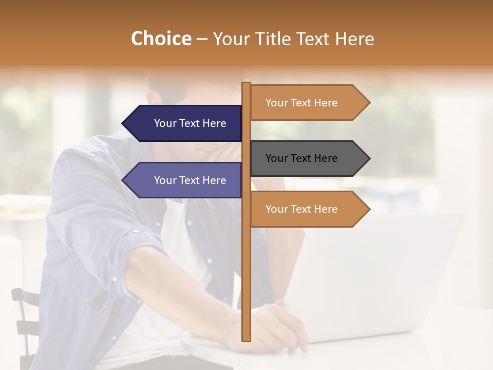 A Man Sitting In Front Of A Laptop Computer PowerPoint Template
