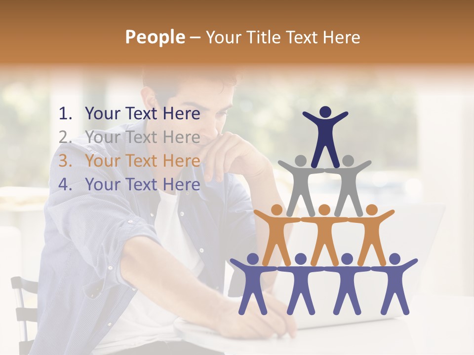 A Man Sitting In Front Of A Laptop Computer PowerPoint Template