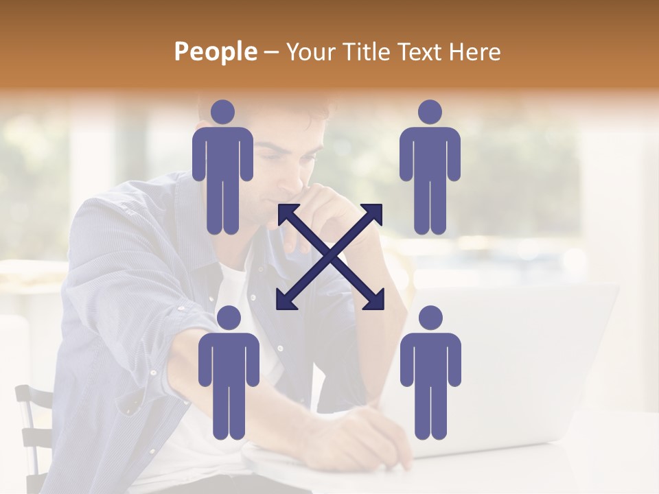 A Man Sitting In Front Of A Laptop Computer PowerPoint Template