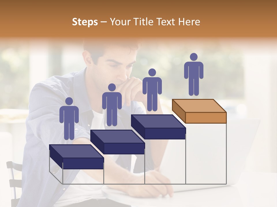 A Man Sitting In Front Of A Laptop Computer PowerPoint Template