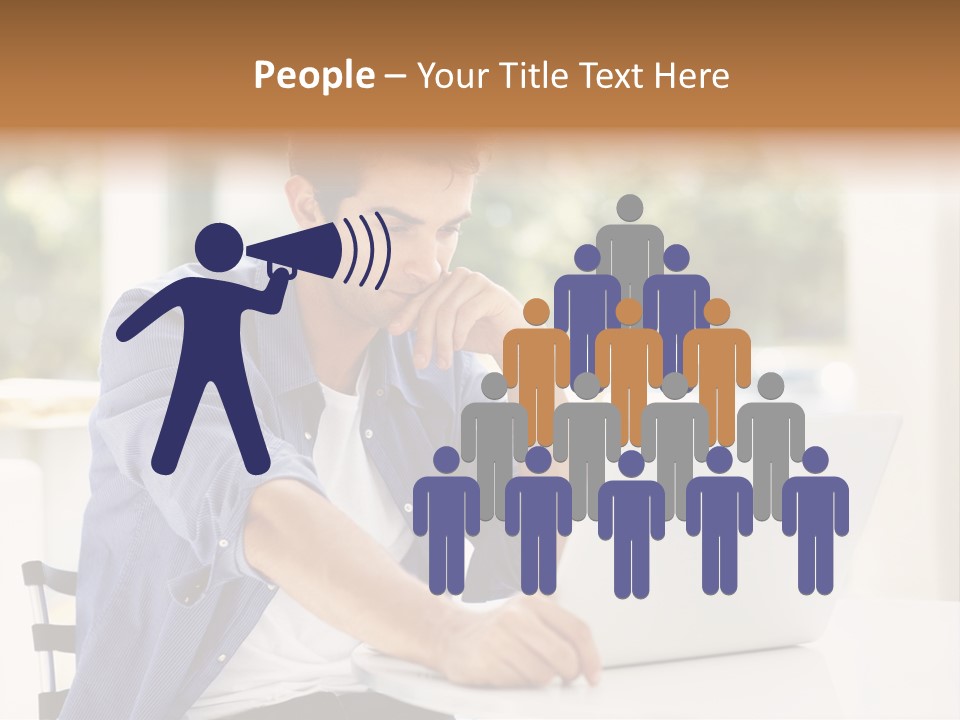 A Man Sitting In Front Of A Laptop Computer PowerPoint Template