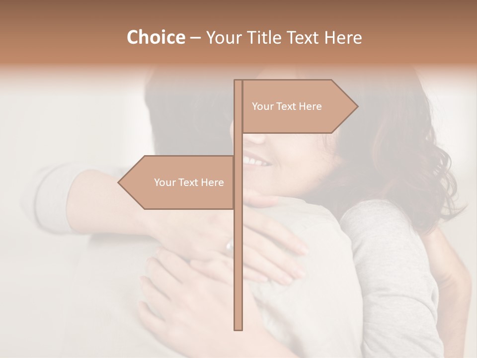 A Woman Hugging A Man With A Smile On His Face PowerPoint Template