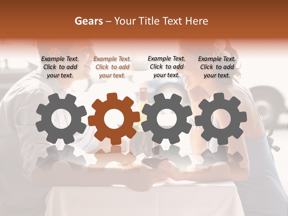 A Man And Woman Sitting At A Table With A Bottle Of Wine PowerPoint Template