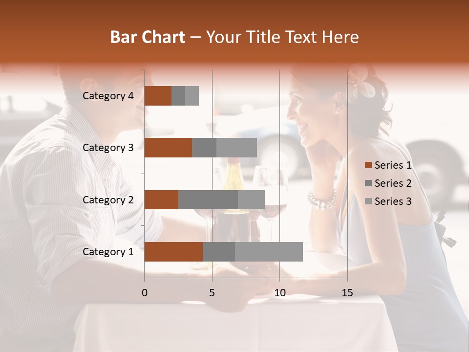 A Man And Woman Sitting At A Table With A Bottle Of Wine PowerPoint Template
