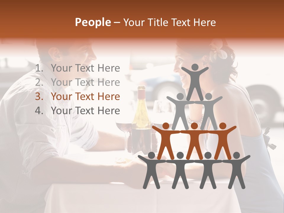 A Man And Woman Sitting At A Table With A Bottle Of Wine PowerPoint Template