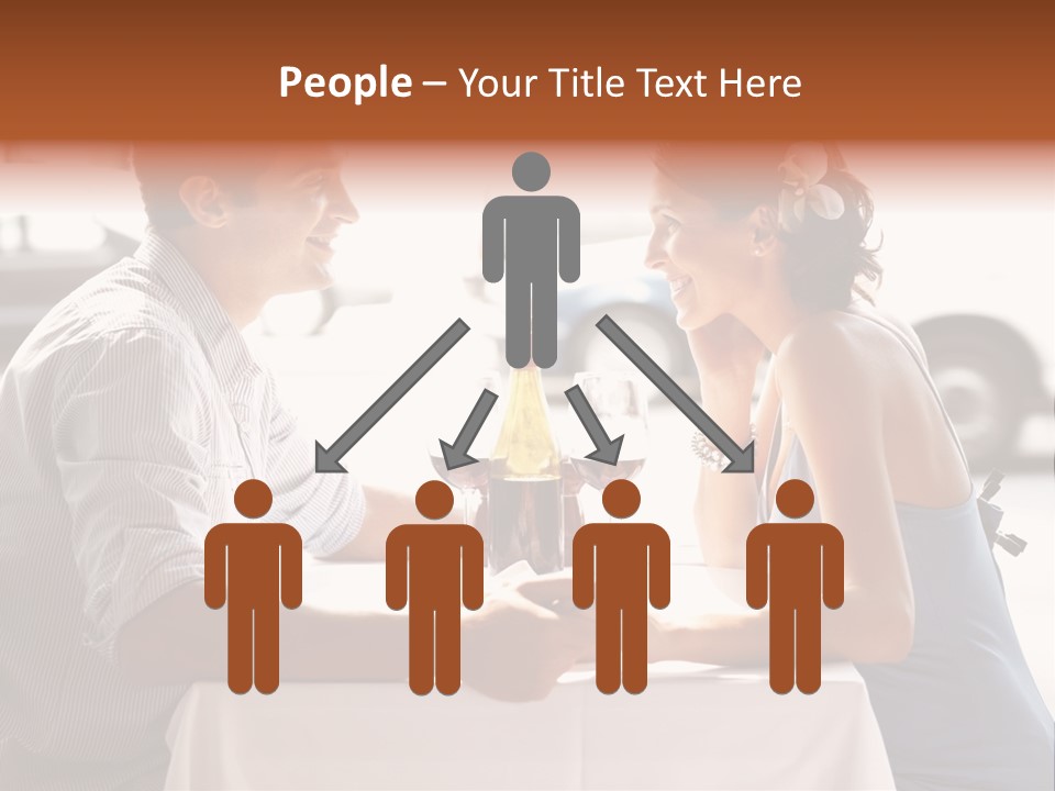 A Man And Woman Sitting At A Table With A Bottle Of Wine PowerPoint Template