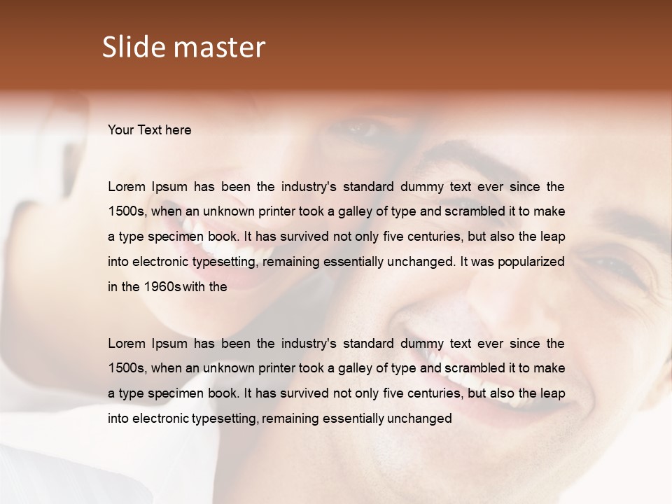 A Man And Woman Are Smiling For The Camera PowerPoint Template