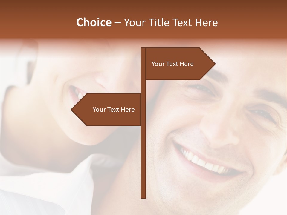 A Man And Woman Are Smiling For The Camera PowerPoint Template