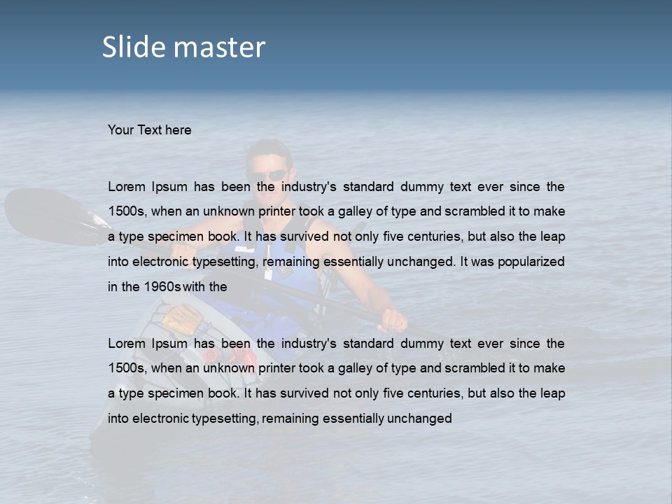 A Man Is Paddling A Kayak In The Water PowerPoint Template