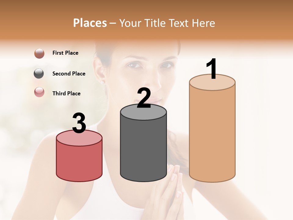 A Woman In A White Tank Top Holding Her Hands Together PowerPoint Template