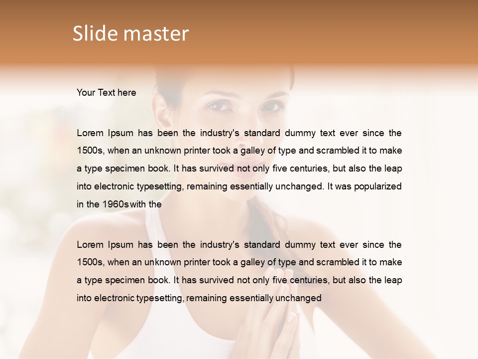 A Woman In A White Tank Top Holding Her Hands Together PowerPoint Template