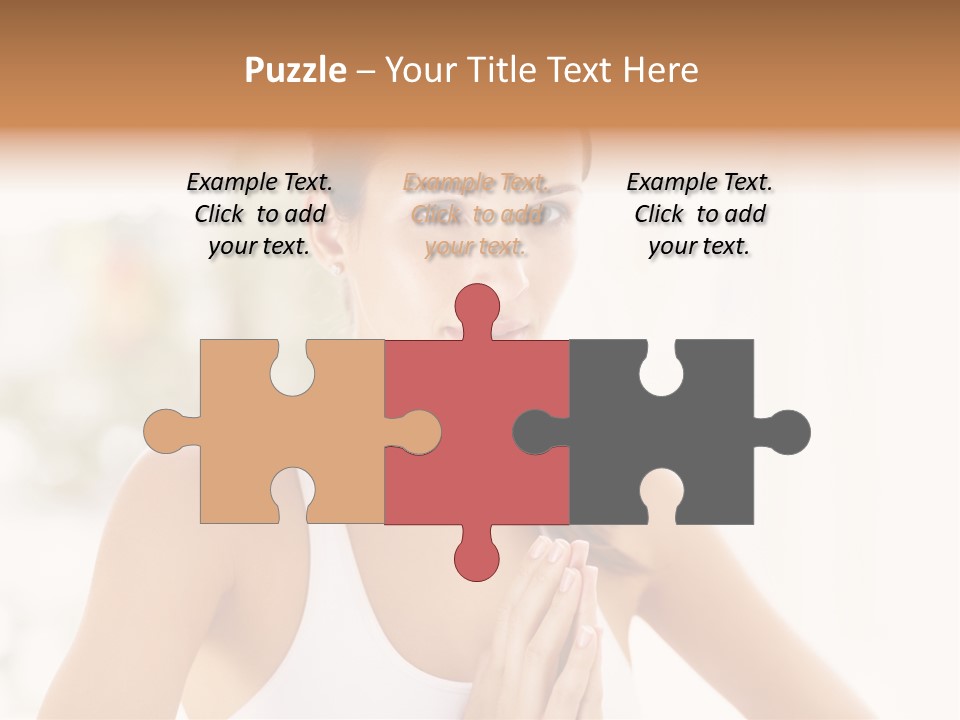 A Woman In A White Tank Top Holding Her Hands Together PowerPoint Template