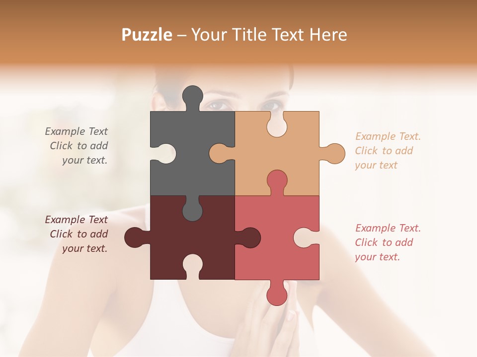 A Woman In A White Tank Top Holding Her Hands Together PowerPoint Template