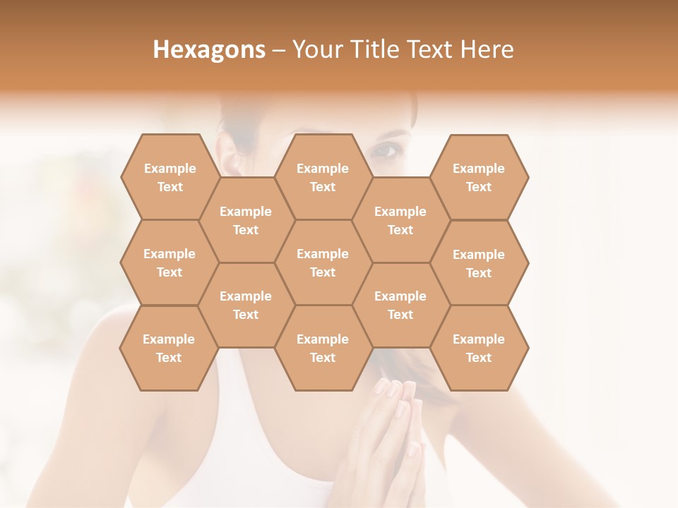 A Woman In A White Tank Top Holding Her Hands Together PowerPoint Template