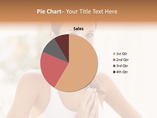 A Woman In A White Tank Top Holding Her Hands Together PowerPoint Template