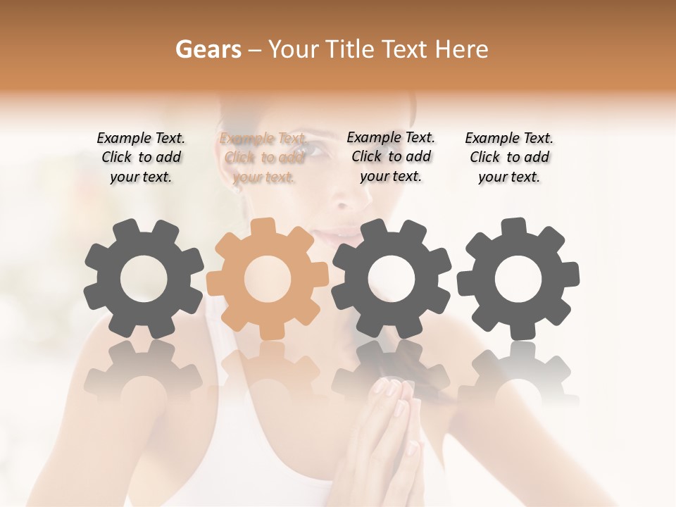 A Woman In A White Tank Top Holding Her Hands Together PowerPoint Template