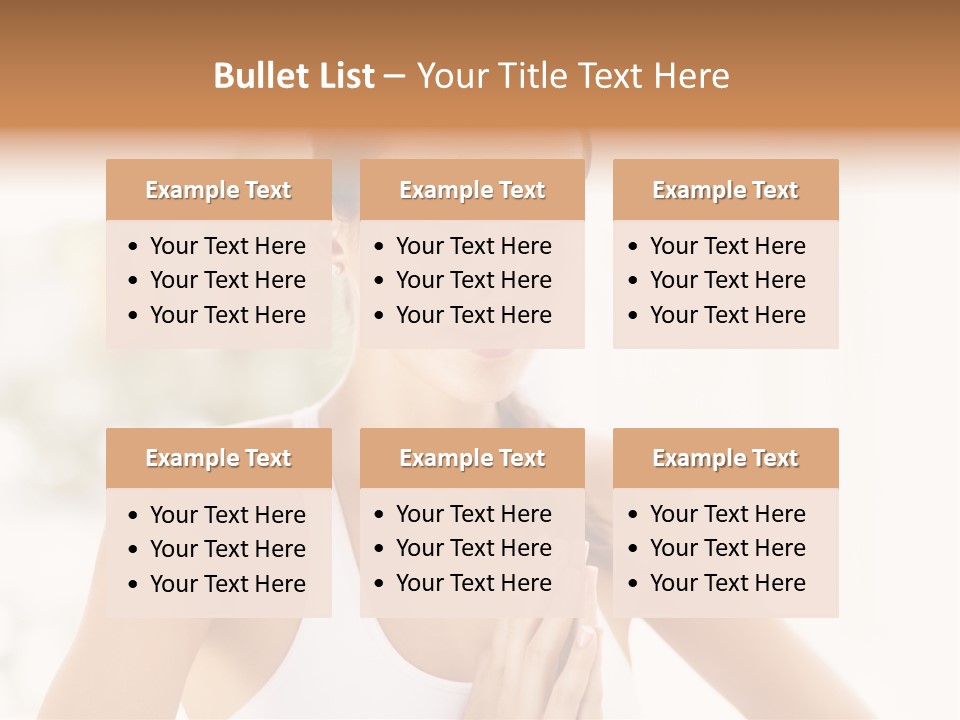 A Woman In A White Tank Top Holding Her Hands Together PowerPoint Template