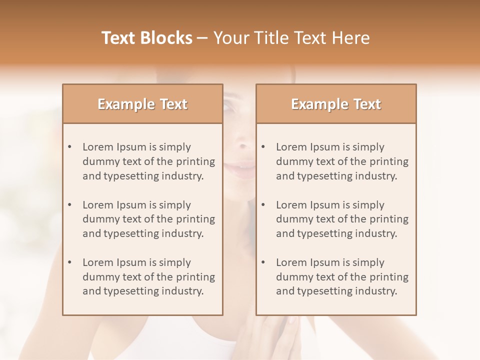 A Woman In A White Tank Top Holding Her Hands Together PowerPoint Template