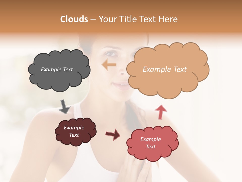 A Woman In A White Tank Top Holding Her Hands Together PowerPoint Template