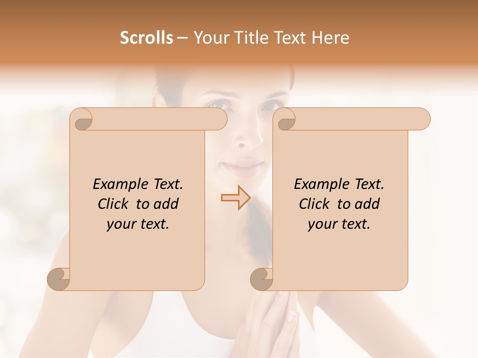 A Woman In A White Tank Top Holding Her Hands Together PowerPoint Template