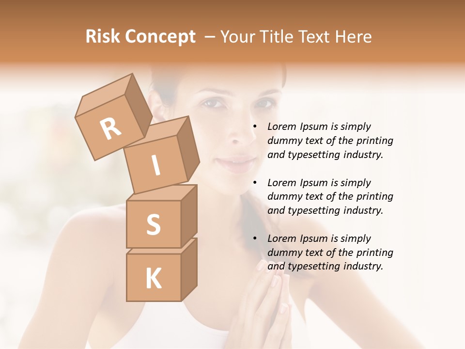 A Woman In A White Tank Top Holding Her Hands Together PowerPoint Template