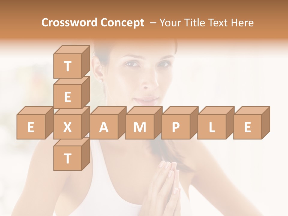 A Woman In A White Tank Top Holding Her Hands Together PowerPoint Template