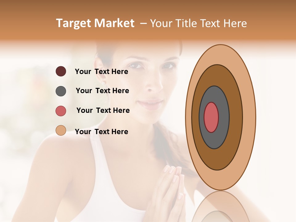 A Woman In A White Tank Top Holding Her Hands Together PowerPoint Template