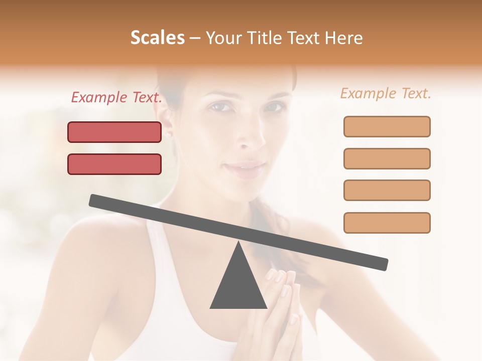 A Woman In A White Tank Top Holding Her Hands Together PowerPoint Template