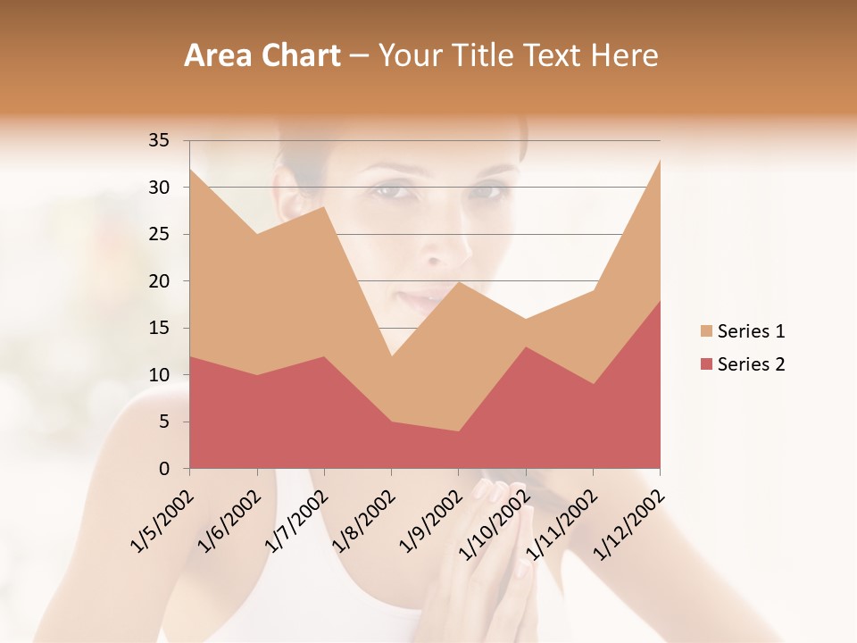 A Woman In A White Tank Top Holding Her Hands Together PowerPoint Template