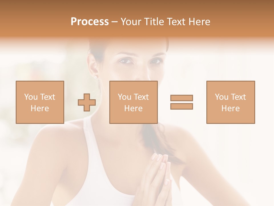 A Woman In A White Tank Top Holding Her Hands Together PowerPoint Template