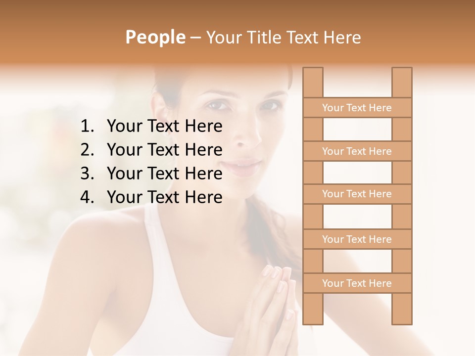 A Woman In A White Tank Top Holding Her Hands Together PowerPoint Template