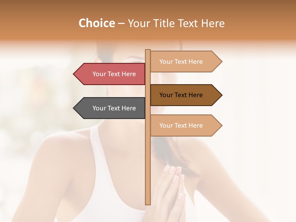 A Woman In A White Tank Top Holding Her Hands Together PowerPoint Template