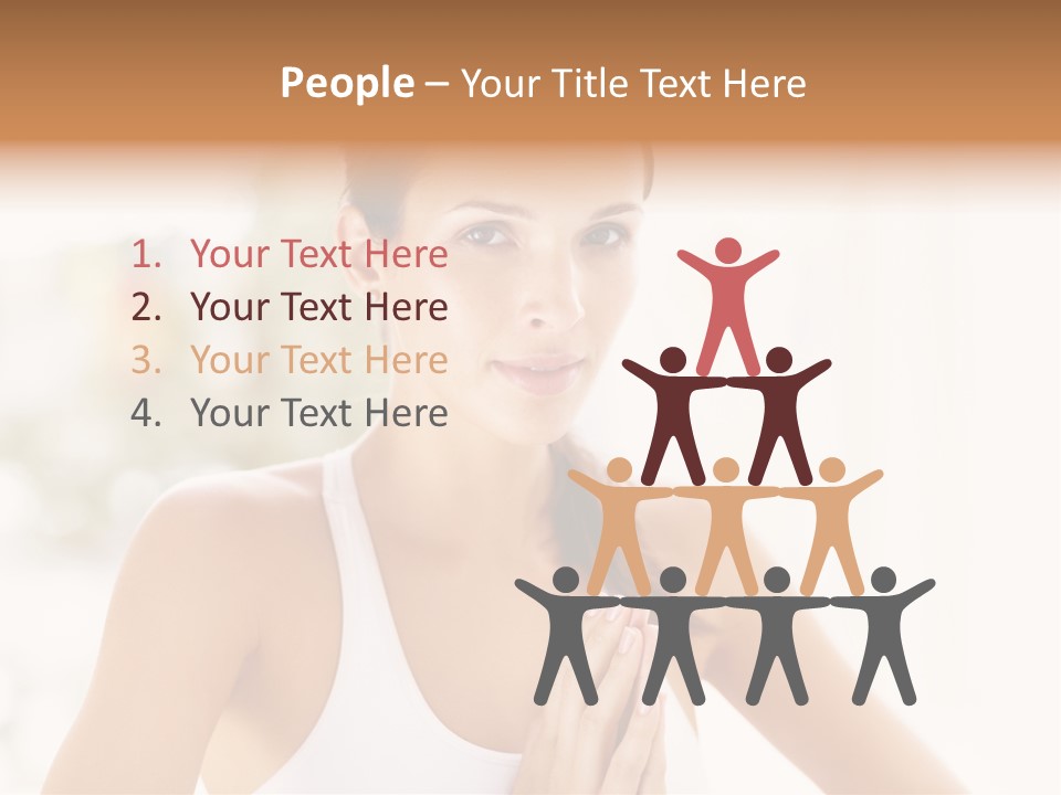 A Woman In A White Tank Top Holding Her Hands Together PowerPoint Template