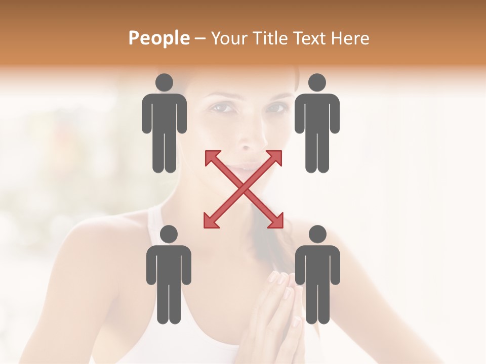 A Woman In A White Tank Top Holding Her Hands Together PowerPoint Template