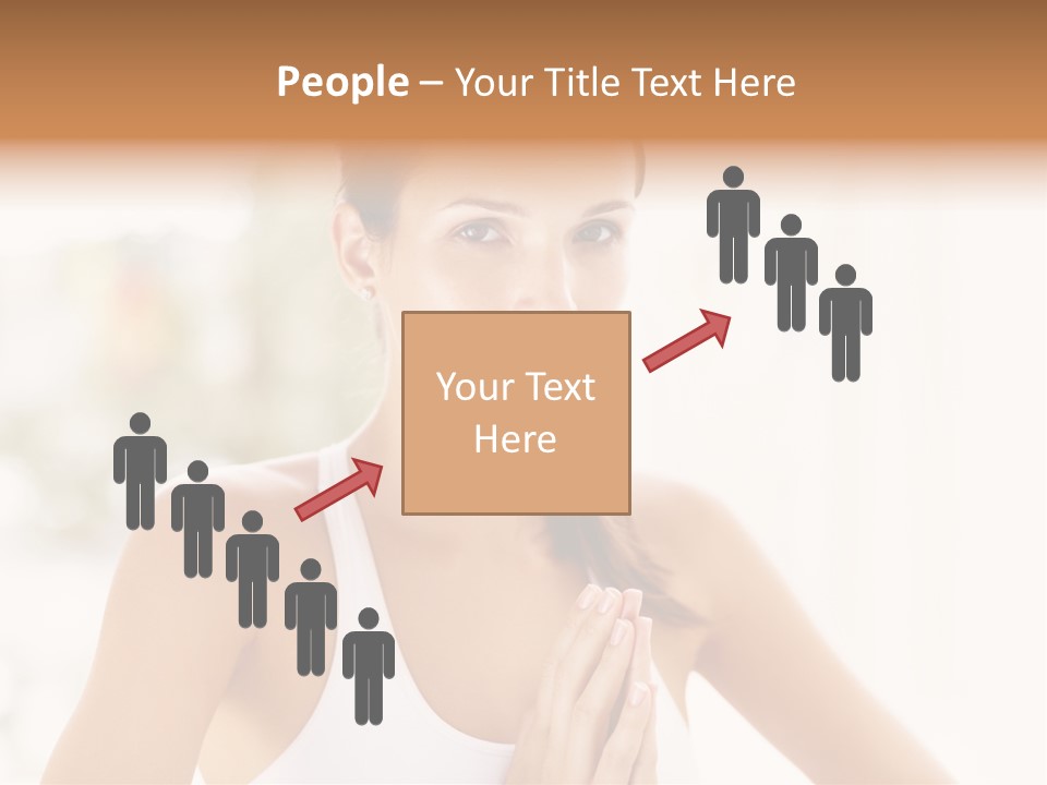 A Woman In A White Tank Top Holding Her Hands Together PowerPoint Template