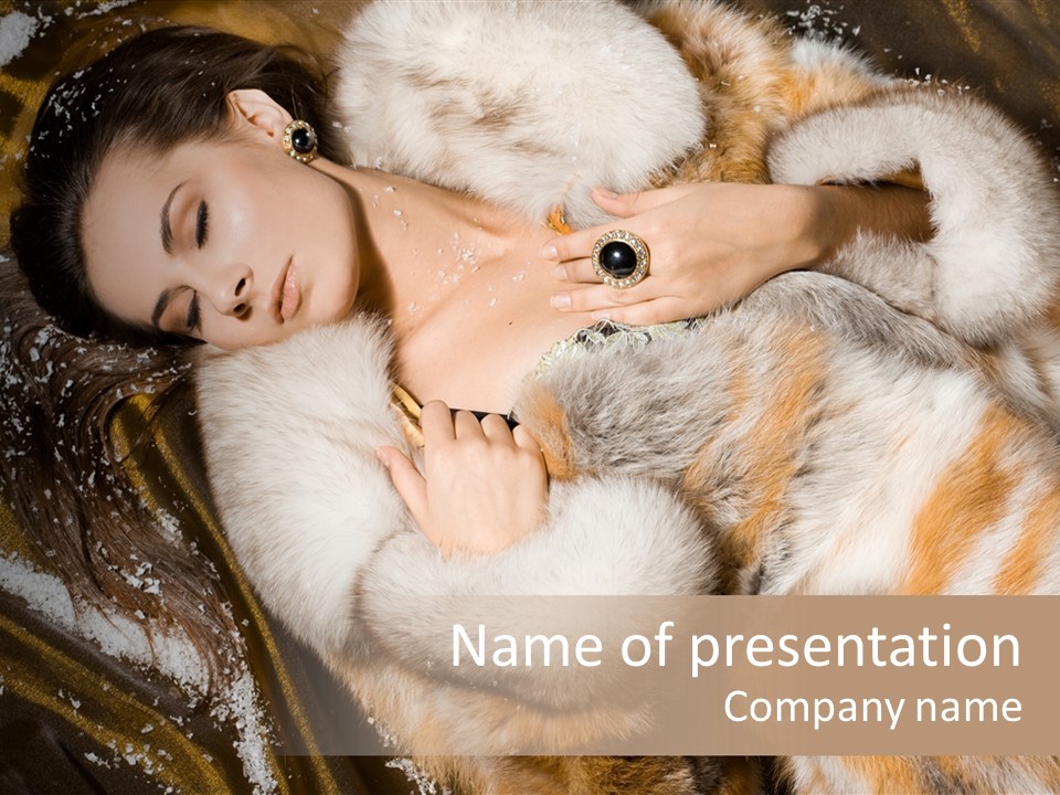 Glamour Posing Coat PowerPoint Template