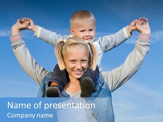 Caucasian Family Sun PowerPoint Template