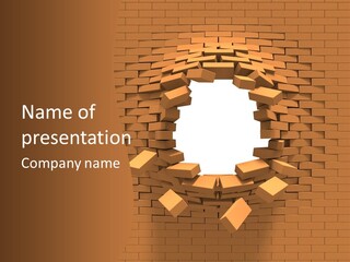 A Brick Wall With A Hole In The Middle PowerPoint Template
