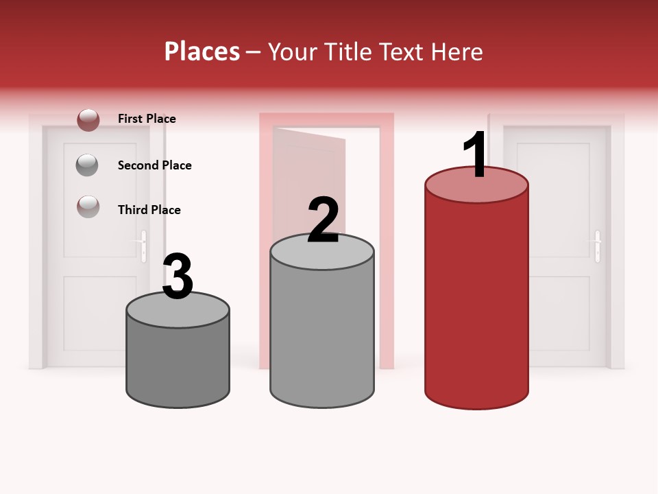 A Red Door Is Open In A White Room PowerPoint Template