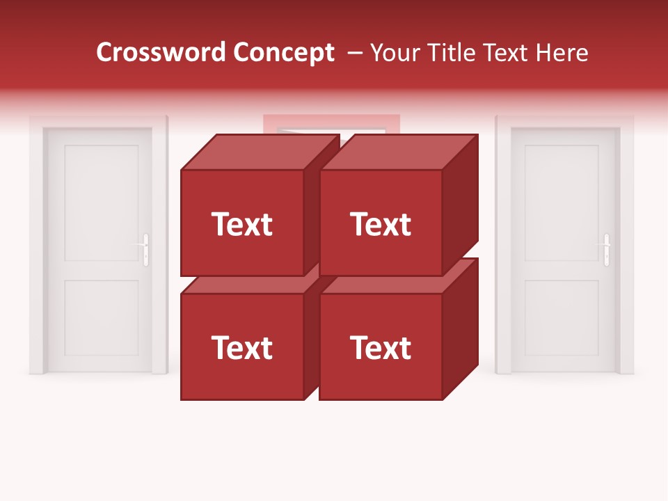 A Red Door Is Open In A White Room PowerPoint Template