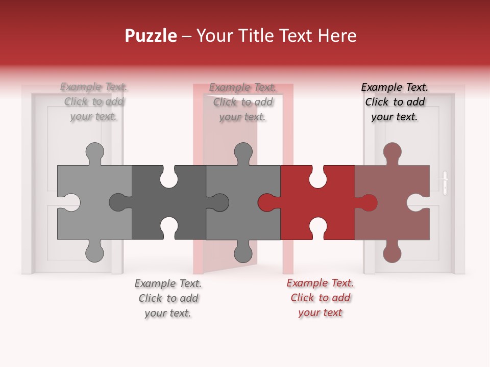 A Red Door Is Open In A White Room PowerPoint Template