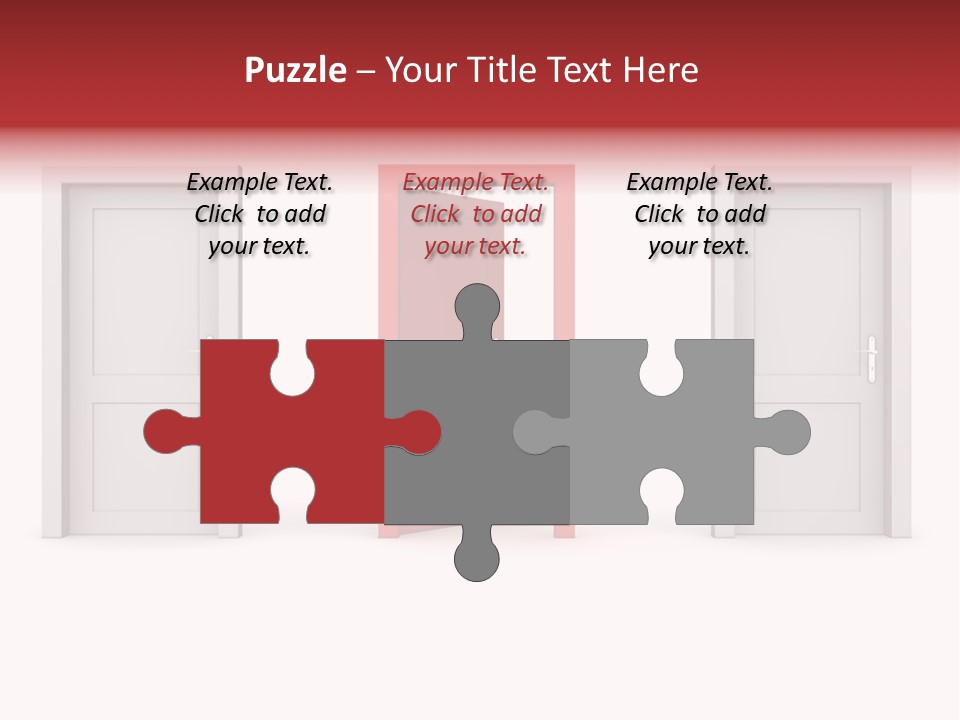 A Red Door Is Open In A White Room PowerPoint Template