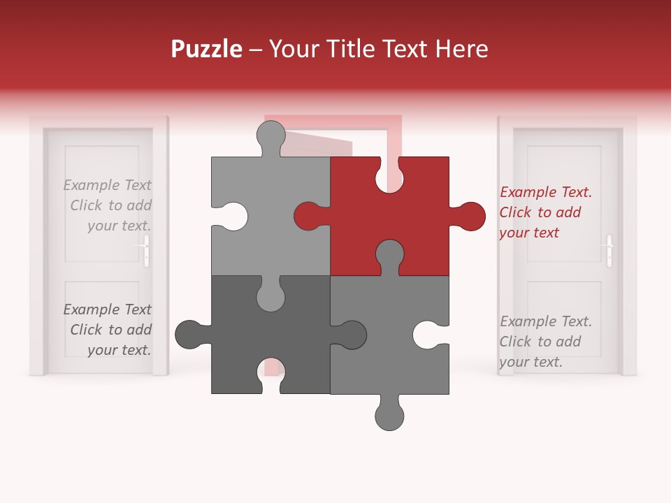 A Red Door Is Open In A White Room PowerPoint Template