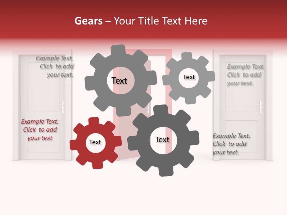 A Red Door Is Open In A White Room PowerPoint Template