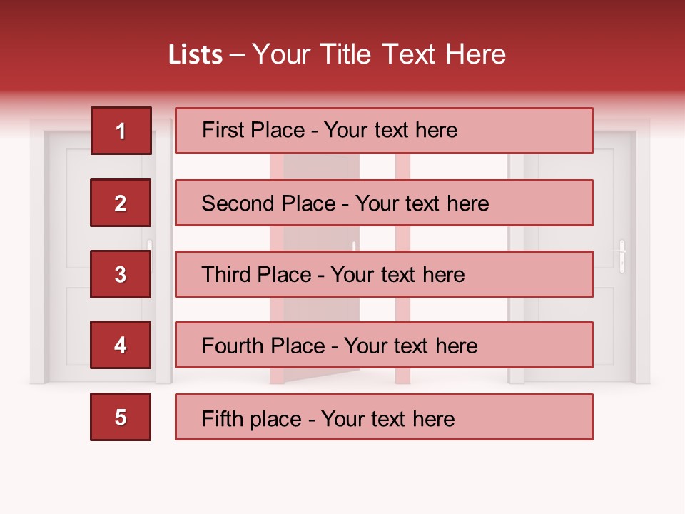 A Red Door Is Open In A White Room PowerPoint Template